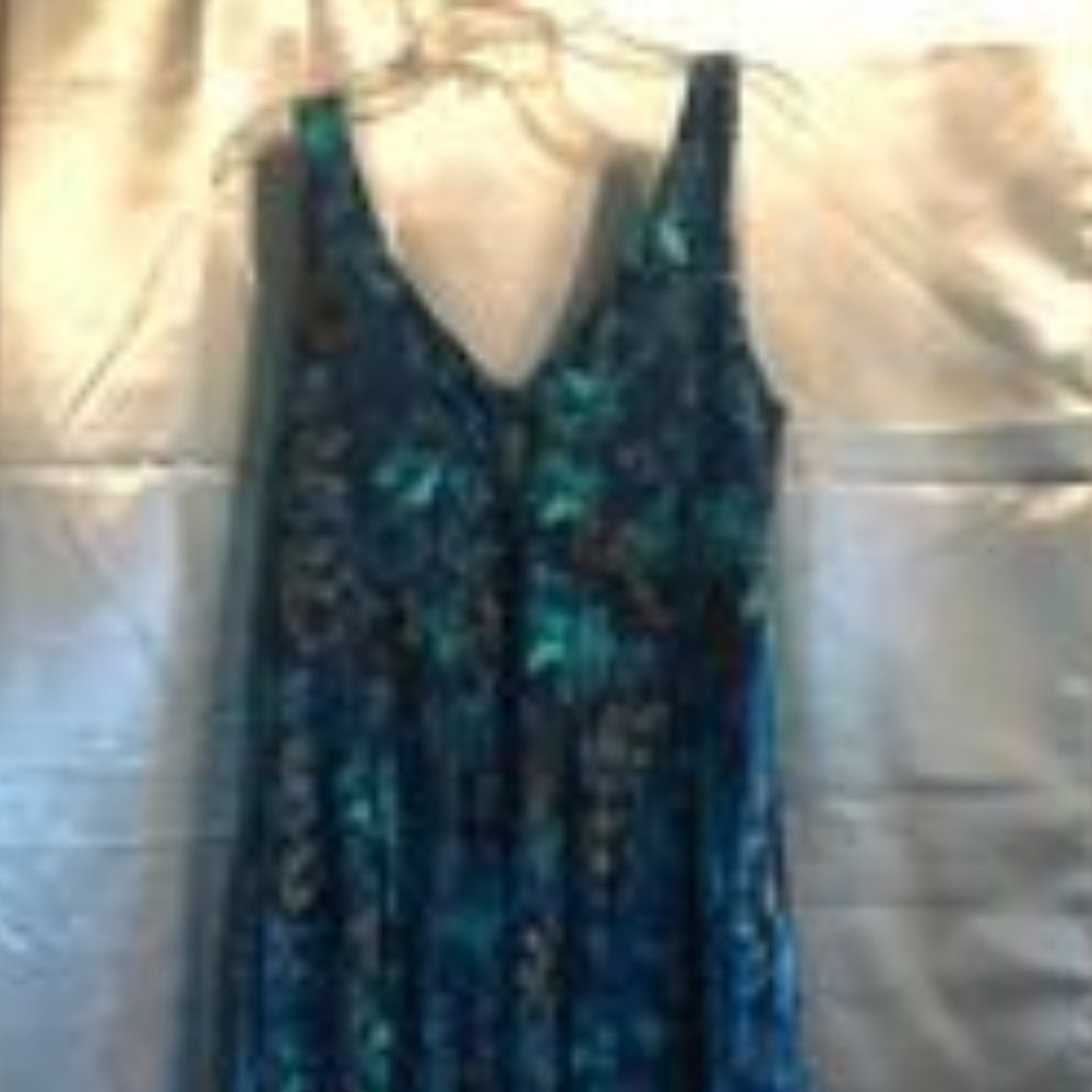 Pantagonia blue, green and black floral dress